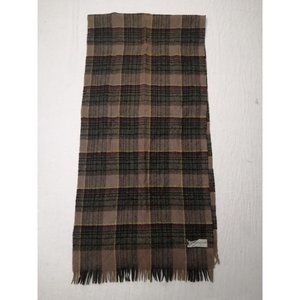 Vintage Burdines German Scarf Plaid Brown Black Red 11.5" x 48"